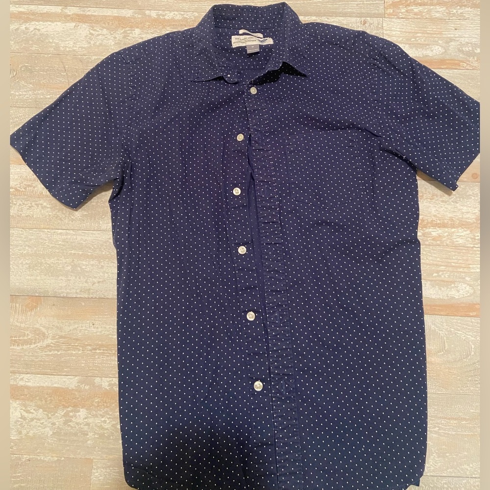 Old Navy Slim Fit Button Down Shirt Blue With White Dots